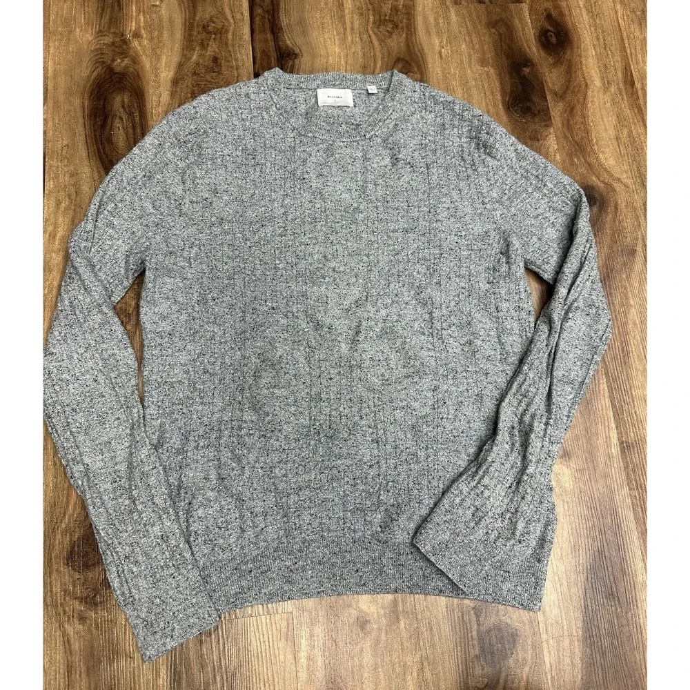 Billy Reid Sweater Large Speckled Textured Pullover Cotton Silk Knit Italy